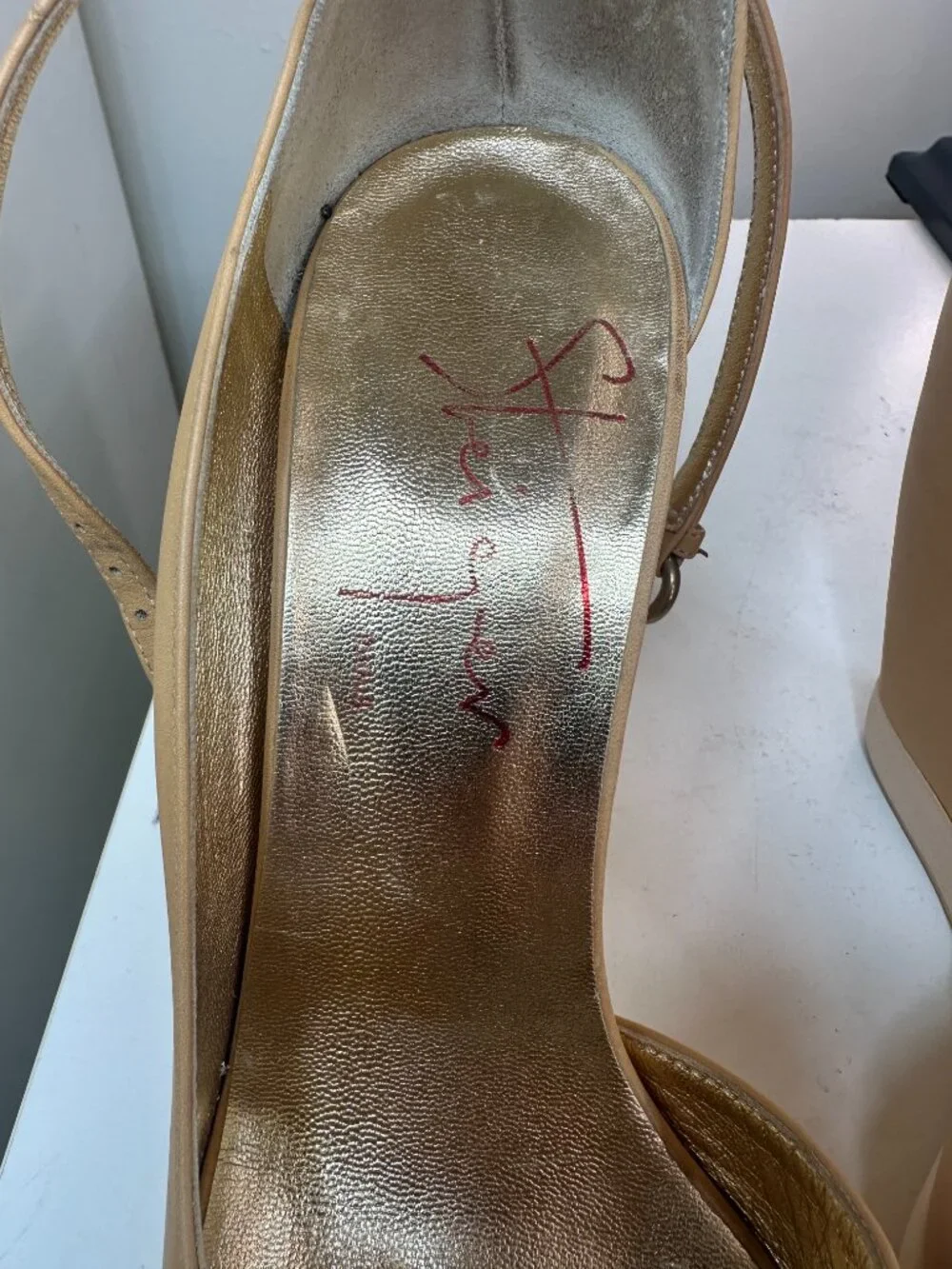 WALTER STEIGER Paris Nude Tan Leather Ankle-Strap Platform Wedge Sandals, EU 36.